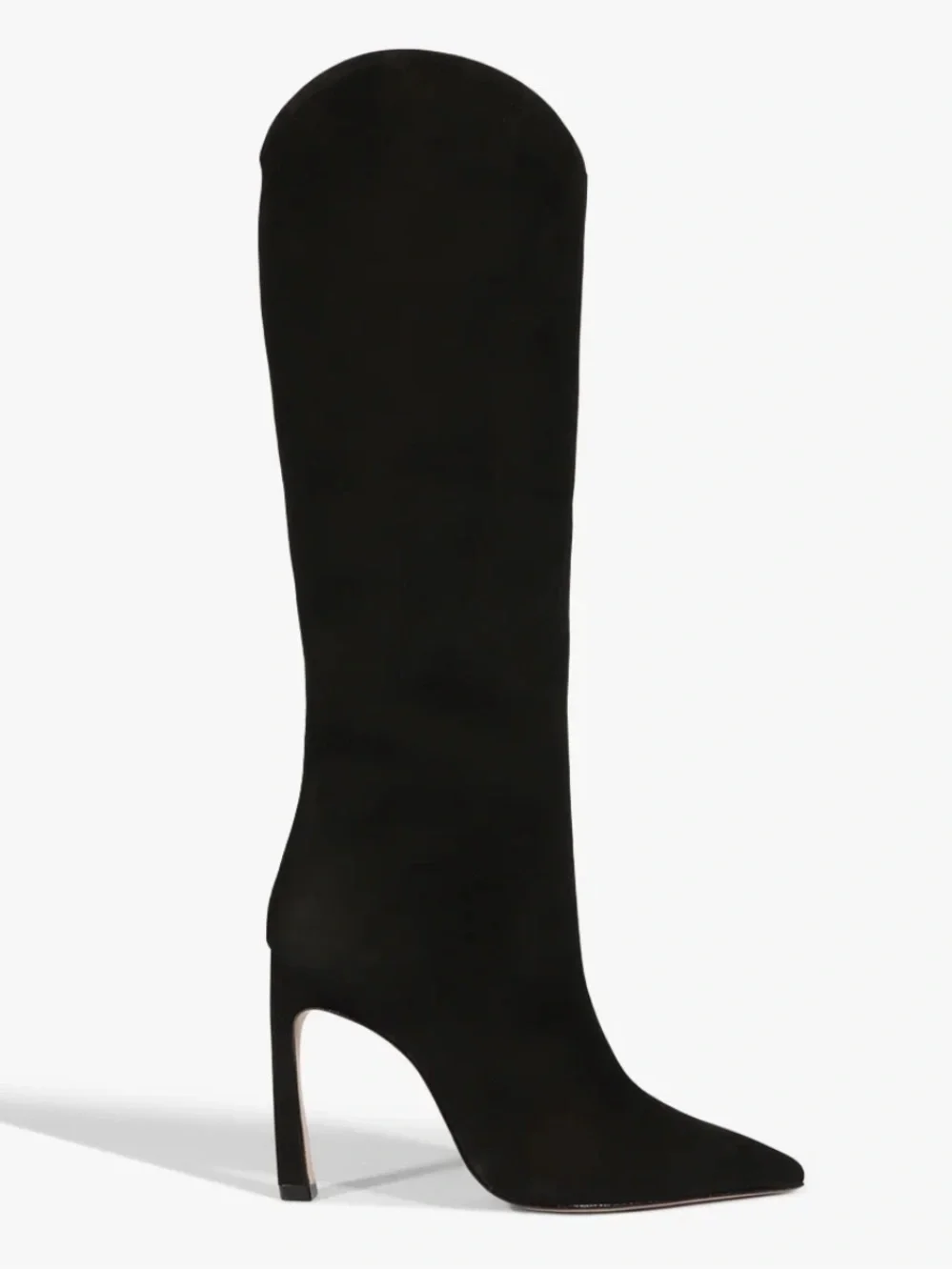 SCHUTZ Black Suede MARYANA SCULPT LEATHER BOOT Pointed Stiletto Boots Size 9B